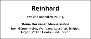 Traueranzeige von Reinhard Schwetz von Hildesheimer Allgemeine Zeitung