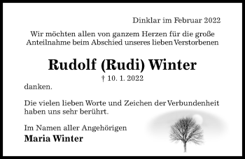 Traueranzeige von Rudolf  Winter von Hildesheimer Allgemeine Zeitung