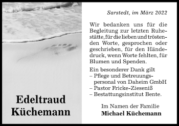 Traueranzeige von Edeltraud Küchemann von Hildesheimer Allgemeine Zeitung