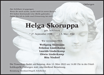 Traueranzeige von Helga Skoruppa von Hildesheimer Allgemeine Zeitung