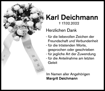 Traueranzeige von Karl Deichmann von Hildesheimer Allgemeine Zeitung