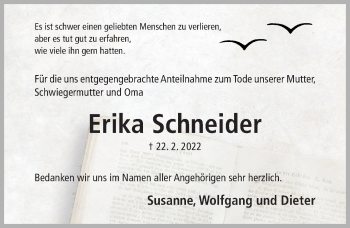 Traueranzeige von Erika Schneider von Hildesheimer Allgemeine Zeitung