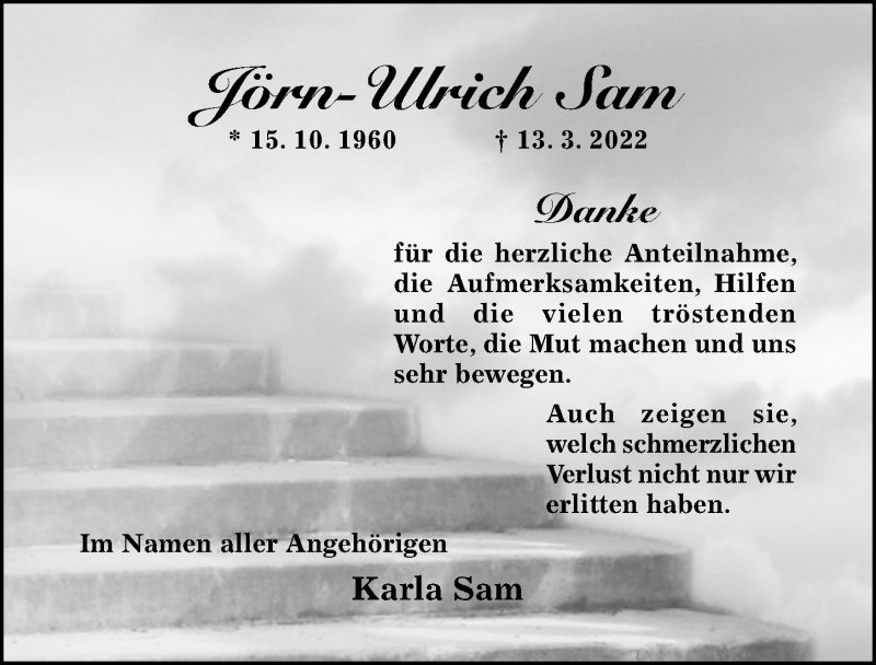  Traueranzeige für Jörn-Ulrich Sam vom 30.04.2022 aus Hildesheimer Allgemeine Zeitung