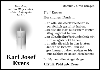 Traueranzeige von Karl Josef Evers von Hildesheimer Allgemeine Zeitung