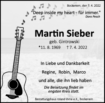 Traueranzeige von Martin Sieber von Hildesheimer Allgemeine Zeitung