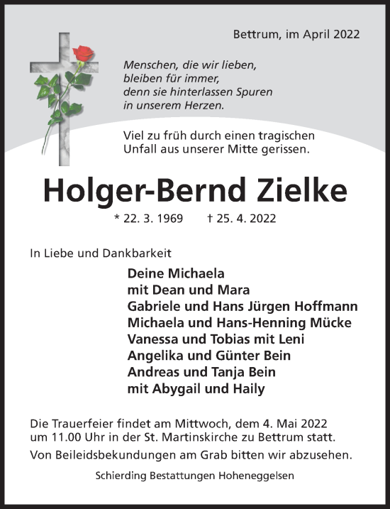 Traueranzeige von Holger-Bernd Zielke von Hildesheimer Allgemeine Zeitung