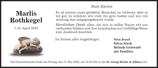 Traueranzeige von Marlis Rothkegel von Hildesheimer Allgemeine Zeitung