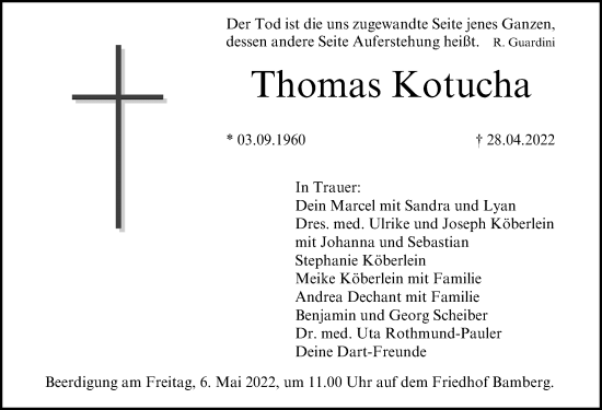 Traueranzeige von Thomas Kotucha von Hildesheimer Allgemeine Zeitung