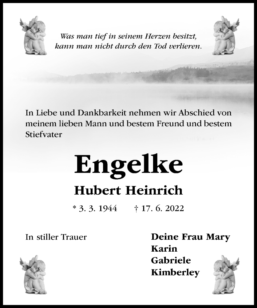 Traueranzeige für Hubert Heinrich Engelke vom 23.06.2022 aus Hildesheimer Allgemeine Zeitung