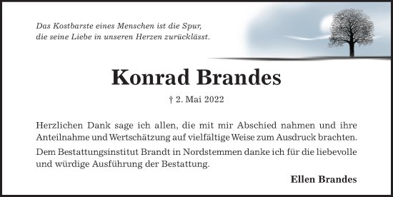 Traueranzeige von Konrad Brandes von Hildesheimer Allgemeine Zeitung
