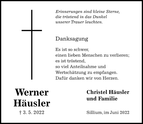 Traueranzeige von Werner Häusler von Hildesheimer Allgemeine Zeitung