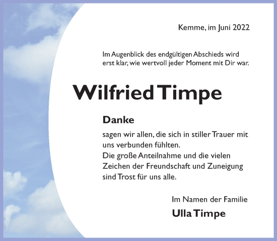 Traueranzeige von Wilfried Timpe von Hildesheimer Allgemeine Zeitung