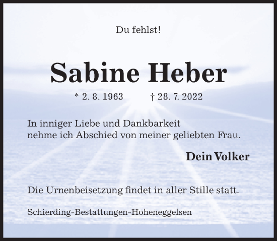 Traueranzeige von Sabine Heber von Hildesheimer Allgemeine Zeitung
