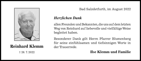 Traueranzeige von Reinhard Klemm von Hildesheimer Allgemeine Zeitung