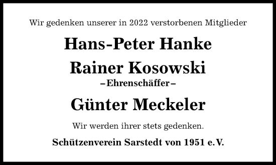 Traueranzeige von Hans-Peter Hanke von Hildesheimer Allgemeine Zeitung