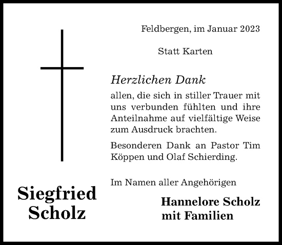 Traueranzeige von Siegfried Scholz von Hildesheimer Allgemeine Zeitung