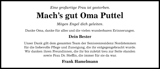 Traueranzeige von Frieda Thiel von Hildesheimer Allgemeine Zeitung