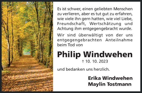 Traueranzeige von Philip Windwehen von Hildesheimer Allgemeine Zeitung