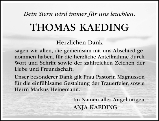 Traueranzeige von Thomas Kaeding von Hildesheimer Allgemeine Zeitung
