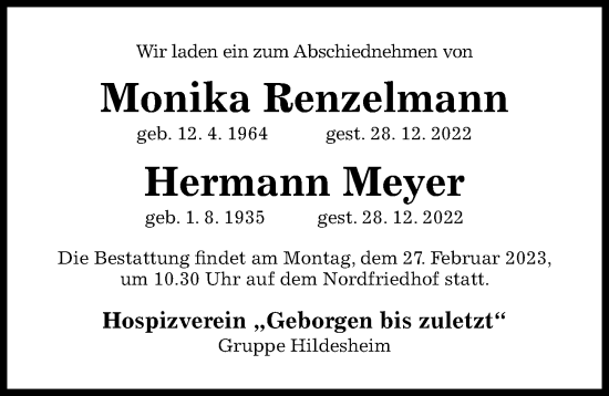 Traueranzeige von Hermann Meyer von Hildesheimer Allgemeine Zeitung