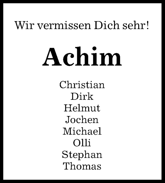 Traueranzeige von Achim  von Hildesheimer Allgemeine Zeitung