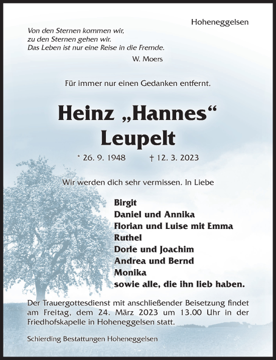 Traueranzeige von Heinz Hannes von Hildesheimer Allgemeine Zeitung