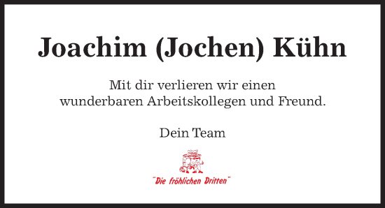 Traueranzeige von Joachim Kühn von Hildesheimer Allgemeine Zeitung