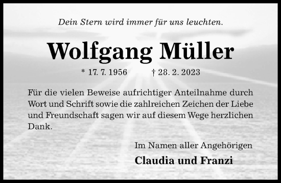 Traueranzeige von Wolfgang Müller von Hildesheimer Allgemeine Zeitung