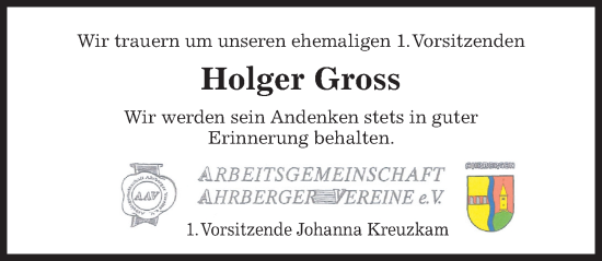 Traueranzeige von Holger Gross von Hildesheimer Allgemeine Zeitung