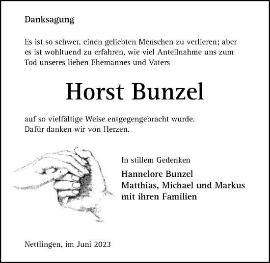 Traueranzeige von Horst Bunzel von Hildesheimer Allgemeine Zeitung