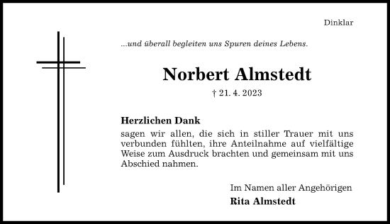 Traueranzeige von Norbert Almstedt von Hildesheimer Allgemeine Zeitung