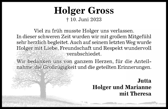 Traueranzeige von Holger Gross von Hildesheimer Allgemeine Zeitung