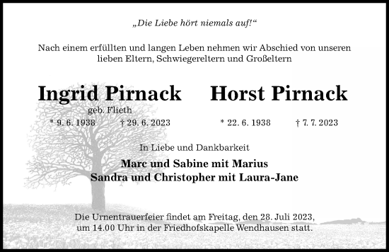 Traueranzeige von Horst Pirnack von Hildesheimer Allgemeine Zeitung