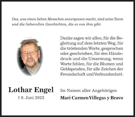 Traueranzeige von Lothar Engel von Hildesheimer Allgemeine Zeitung