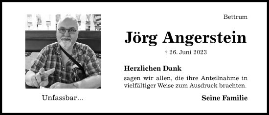 Traueranzeige von Jörg Angerstein von Hildesheimer Allgemeine Zeitung