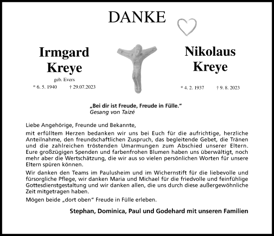 Traueranzeige von Nikolaus Kreye von Hildesheimer Allgemeine Zeitung