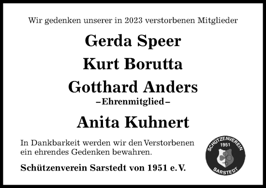 Traueranzeige von Gotthard Anders von Hildesheimer Allgemeine Zeitung