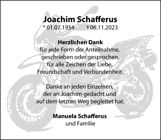 Traueranzeige von Joachim Schafferus von Hildesheimer Allgemeine Zeitung