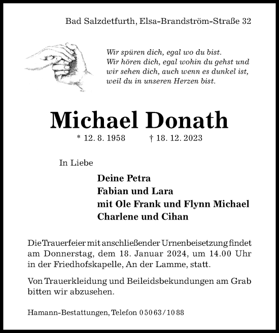 Traueranzeige von Michael Donath von Hildesheimer Allgemeine Zeitung