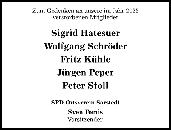 Traueranzeige von Sigrid Hatesuer von Hildesheimer Allgemeine Zeitung