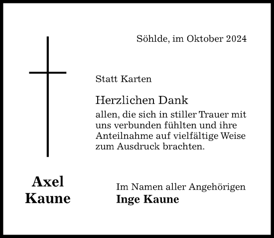 Traueranzeige von Axel Kaune von Hildesheimer Allgemeine Zeitung