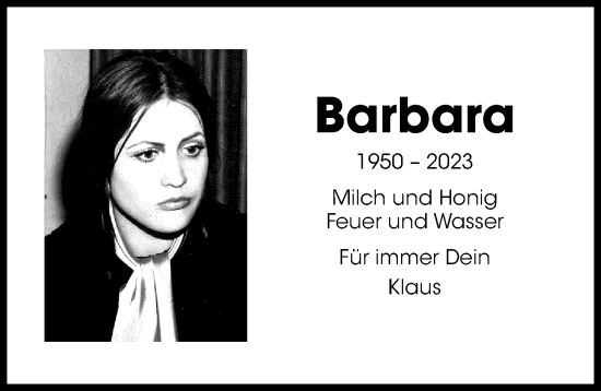 Traueranzeige von Barbara  von Hildesheimer Allgemeine Zeitung