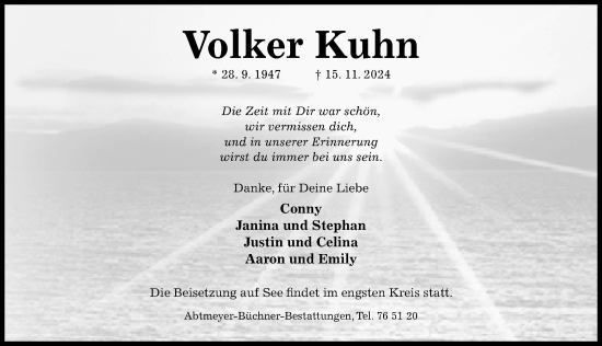 Traueranzeige von Volker Kuhn von Hildesheimer Allgemeine Zeitung