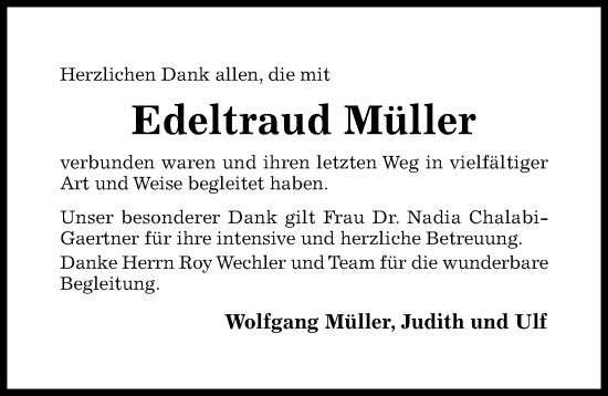 Traueranzeige von Edeltraud Müller von Hildesheimer Allgemeine Zeitung