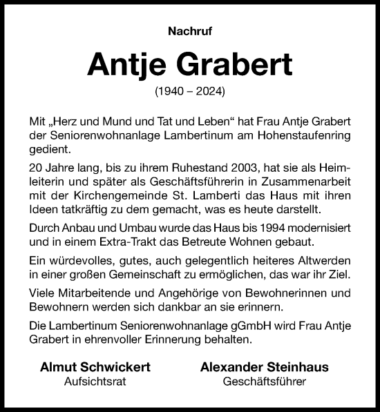 Traueranzeige von Antje Grabert von Hildesheimer Allgemeine Zeitung