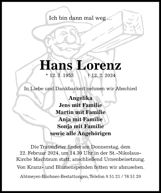 Traueranzeige von Hans Lorenz von Hildesheimer Allgemeine Zeitung