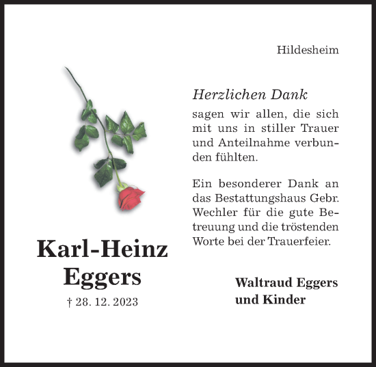 Traueranzeige von Karl-Heinz Eggers von Hildesheimer Allgemeine Zeitung