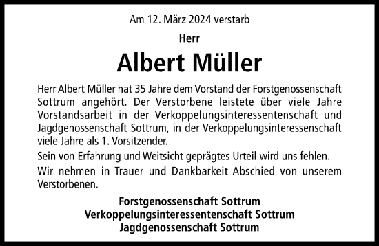 Traueranzeige von Albert Müller von Hildesheimer Allgemeine Zeitung