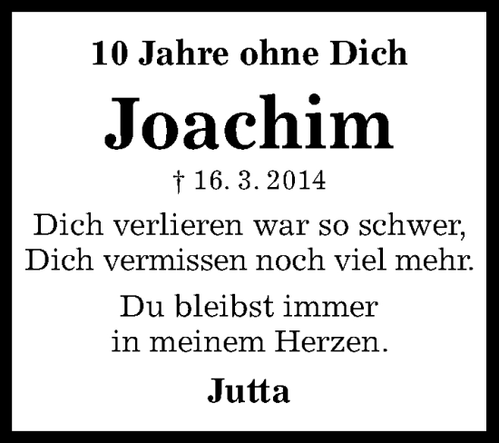 Traueranzeige von Joachim  von Hildesheimer Allgemeine Zeitung