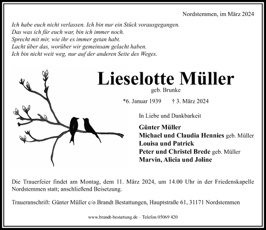 Traueranzeige von Lieselotte Müller von Hildesheimer Allgemeine Zeitung